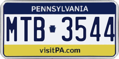 PA license plate MTB3544