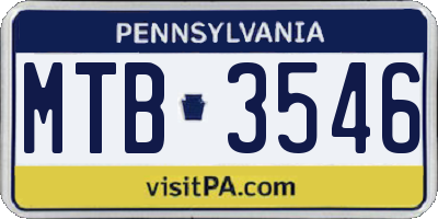 PA license plate MTB3546