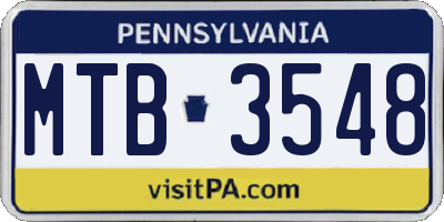 PA license plate MTB3548