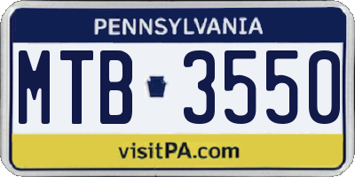 PA license plate MTB3550