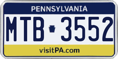 PA license plate MTB3552