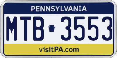 PA license plate MTB3553