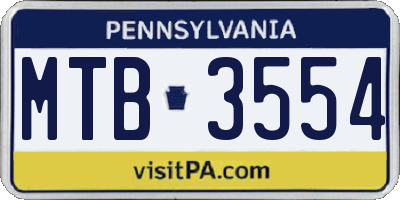 PA license plate MTB3554