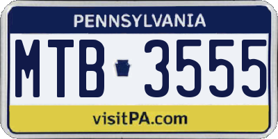 PA license plate MTB3555