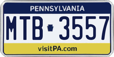 PA license plate MTB3557