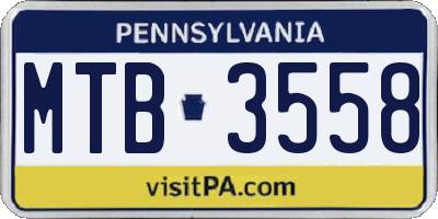 PA license plate MTB3558