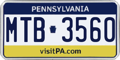 PA license plate MTB3560