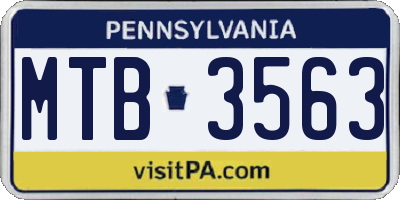 PA license plate MTB3563