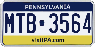 PA license plate MTB3564