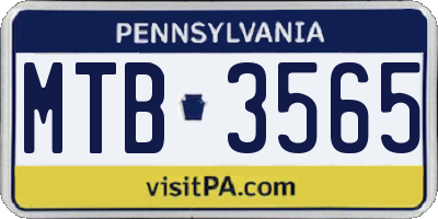 PA license plate MTB3565