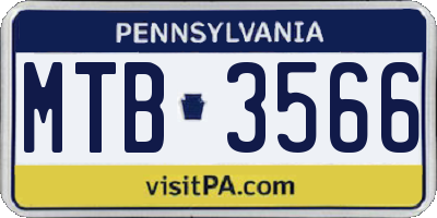 PA license plate MTB3566