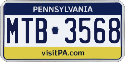 PA license plate MTB3568