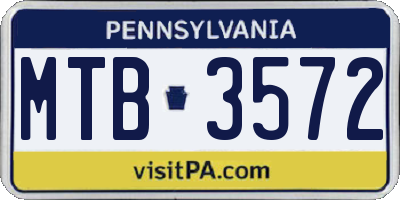 PA license plate MTB3572
