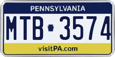 PA license plate MTB3574