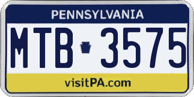 PA license plate MTB3575