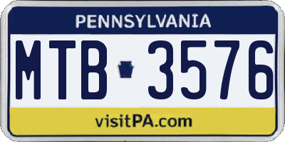 PA license plate MTB3576