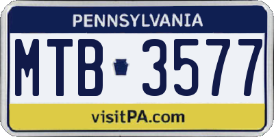 PA license plate MTB3577