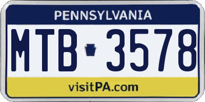 PA license plate MTB3578