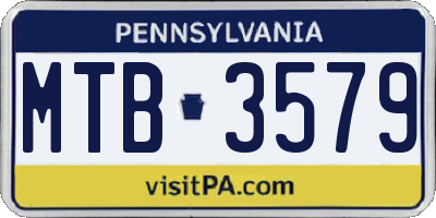 PA license plate MTB3579