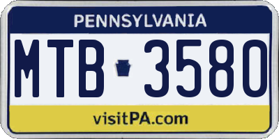 PA license plate MTB3580