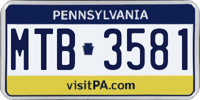 PA license plate MTB3581