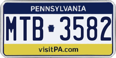 PA license plate MTB3582