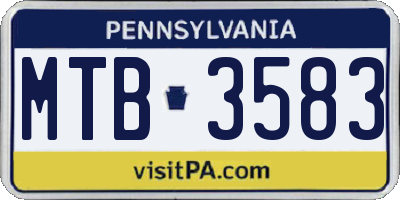 PA license plate MTB3583