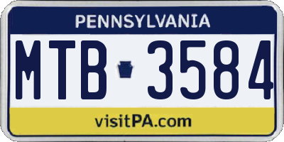 PA license plate MTB3584
