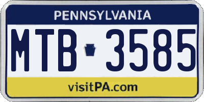 PA license plate MTB3585