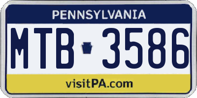 PA license plate MTB3586