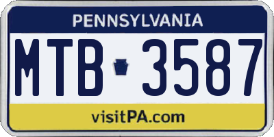 PA license plate MTB3587