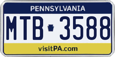 PA license plate MTB3588