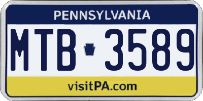 PA license plate MTB3589