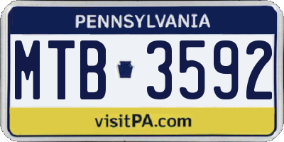 PA license plate MTB3592