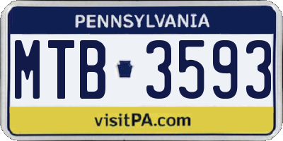 PA license plate MTB3593
