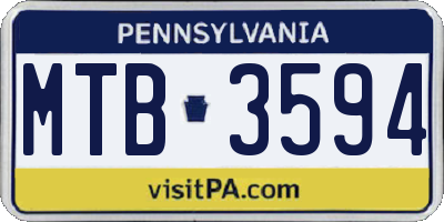 PA license plate MTB3594
