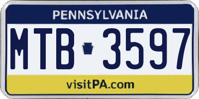PA license plate MTB3597