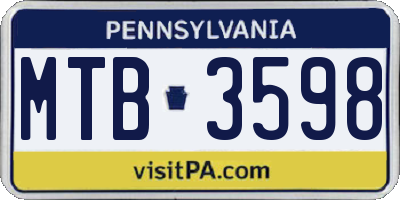 PA license plate MTB3598