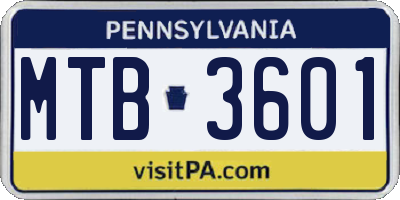 PA license plate MTB3601