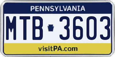 PA license plate MTB3603