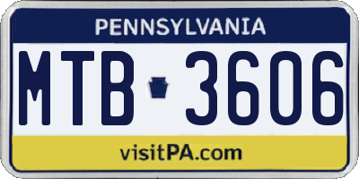 PA license plate MTB3606