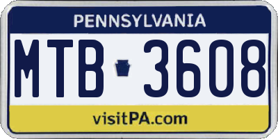 PA license plate MTB3608