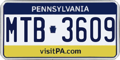 PA license plate MTB3609