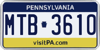 PA license plate MTB3610