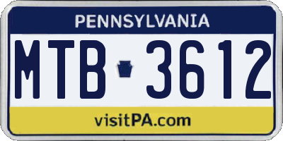 PA license plate MTB3612