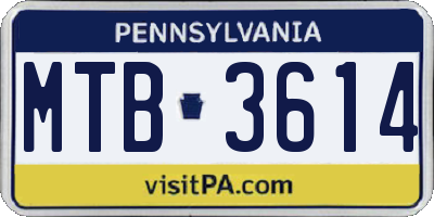 PA license plate MTB3614