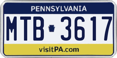 PA license plate MTB3617