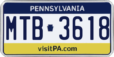 PA license plate MTB3618