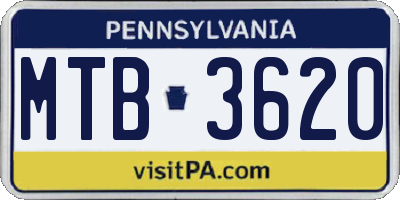 PA license plate MTB3620