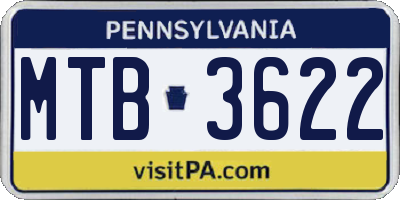 PA license plate MTB3622